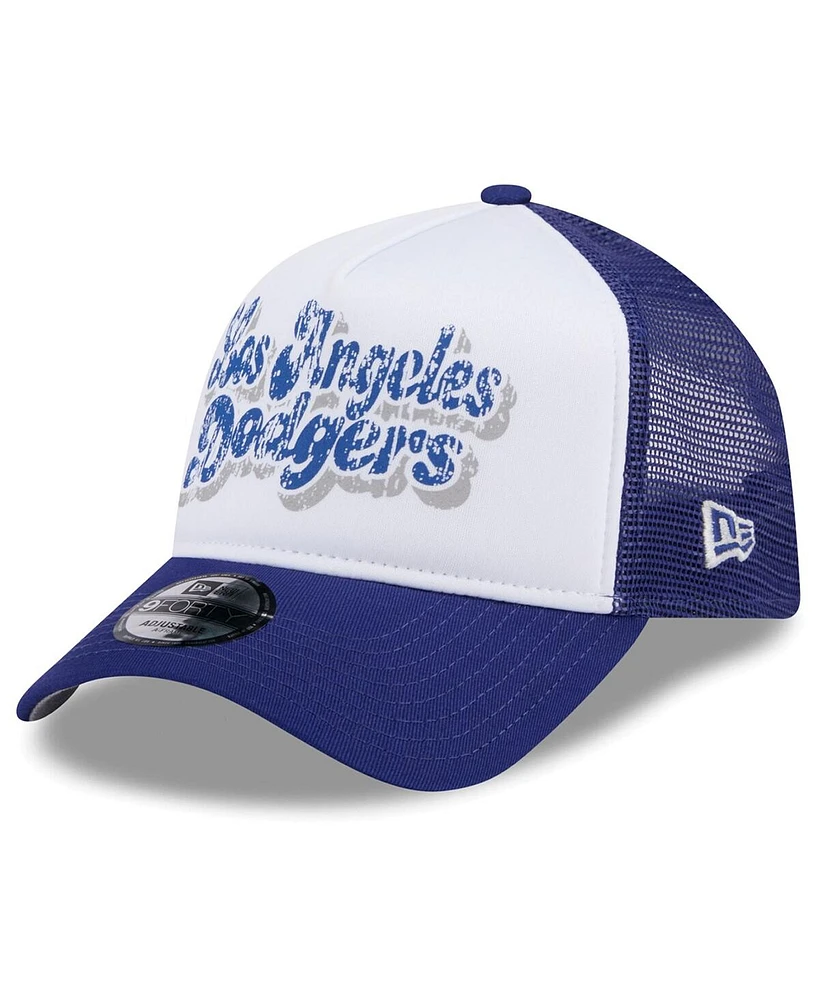 New Era Women's White/Royal Los Angeles Dodgers Throwback Team Foam Front A-Frame Trucker 9Forty Adjustable Hat