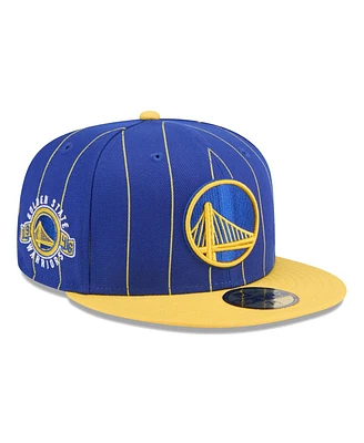 New Era Men's Royal/Gold Golden State Warriors Pinstripe Two-Tone 59Fifty Fitted Hat