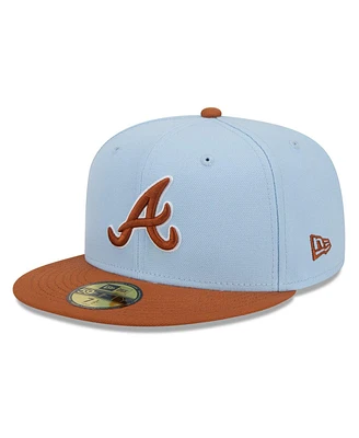 New Era Men's Light Blue/ Atlanta Braves Spring Color Basic Two-Tone 59Fifty Fitted Hat
