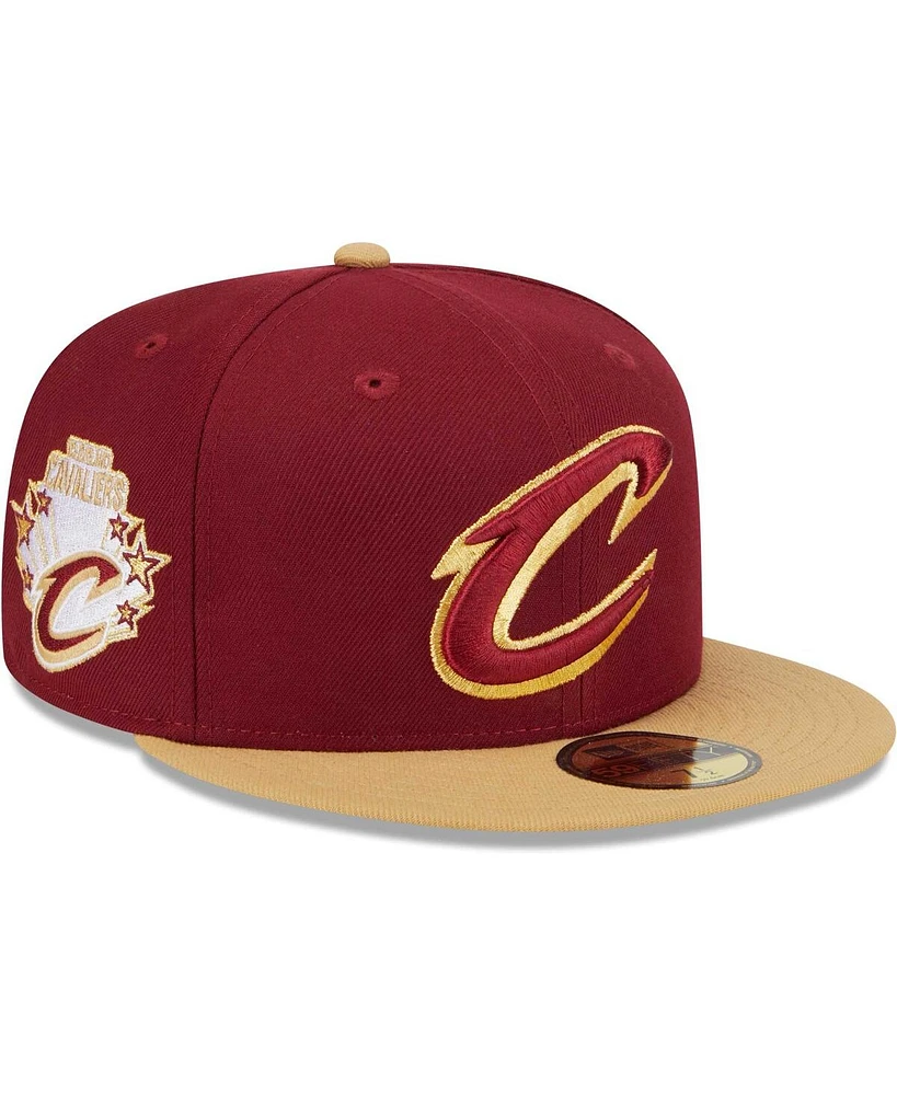 New Era Men's Wine/Gold Cleveland Cavaliers Gameday Gold Pop Stars 59Fifty Fitted Hat