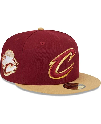 New Era Men's Wine/Gold Cleveland Cavaliers Gameday Gold Pop Stars 59Fifty Fitted Hat