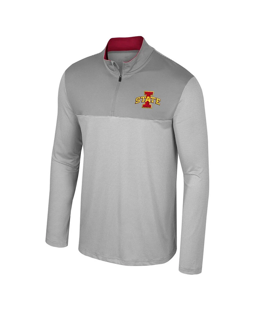 Colosseum Men's Gray Iowa State Cyclones Tuck Quarter-Zip Top