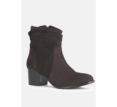 Rag & Co Bowie Womens Stacked Heel Leather Ankle Boots