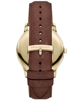 Emporio Armani Men's Brown Leather Strap Watch 42mm