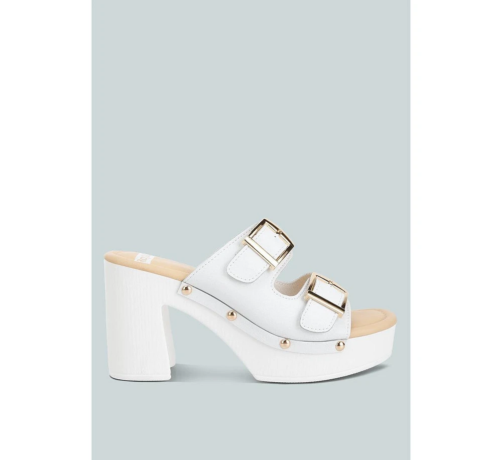 Rag & Co Kenna Dual Buckle Strap Sandals In White