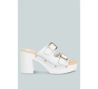 Rag & Co Kenna Dual Buckle Strap Sandals White