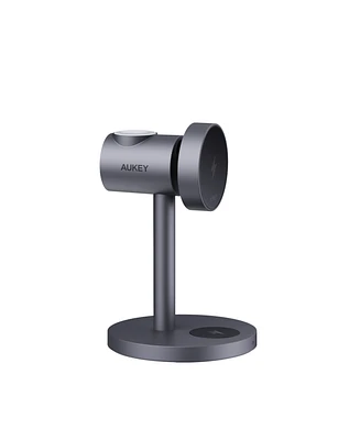 Aukey Lc-MC311 MagFusion 3-in-1 15W Qi2 & MfW Certified Magnetic Fast Wireless Charging Station 1.5ft Usb C-c Cable Included