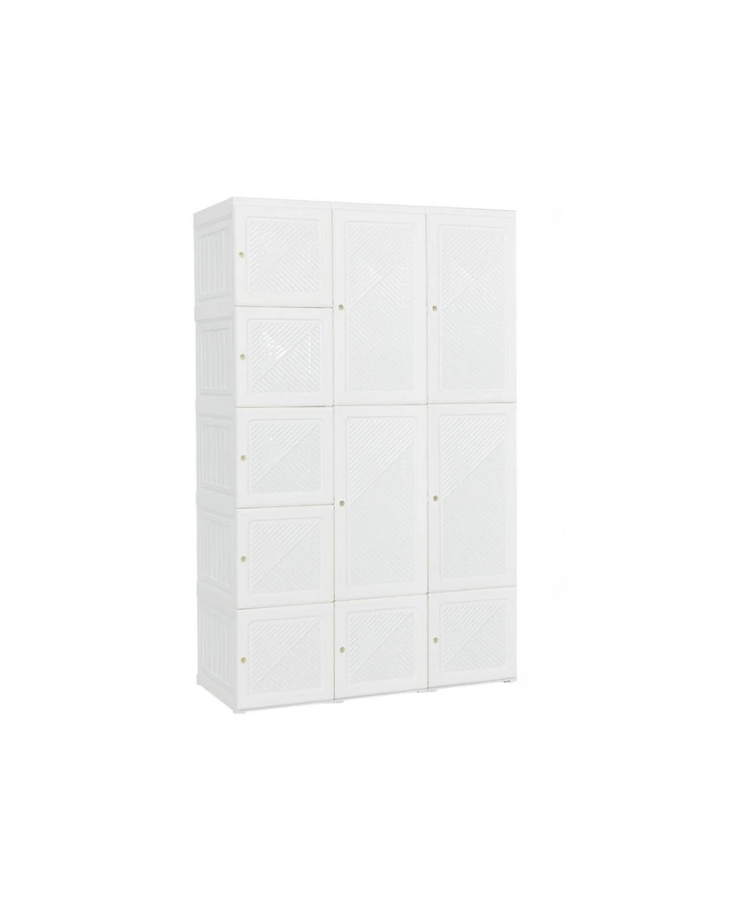Slickblue Foldable Armoire Wardrobe Closet with 10 Cubes