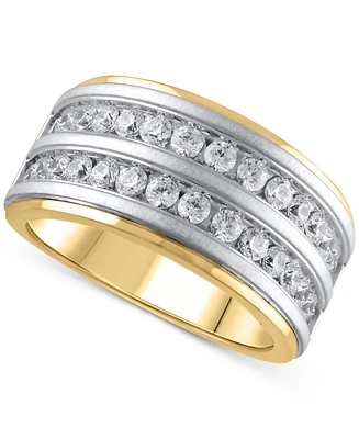 Men's Diamond Double Row Band (1-1/2 ct. t.w.) in 10k Two-Tone Gold