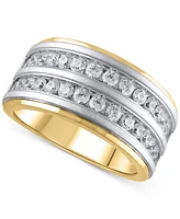 Men's Diamond Double Row Band (1-1/2 ct. t.w.) in 10k Two-Tone Gold