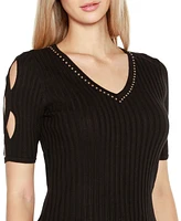 Belldini Women's Embellished Criss Cross Sleeve Sweater