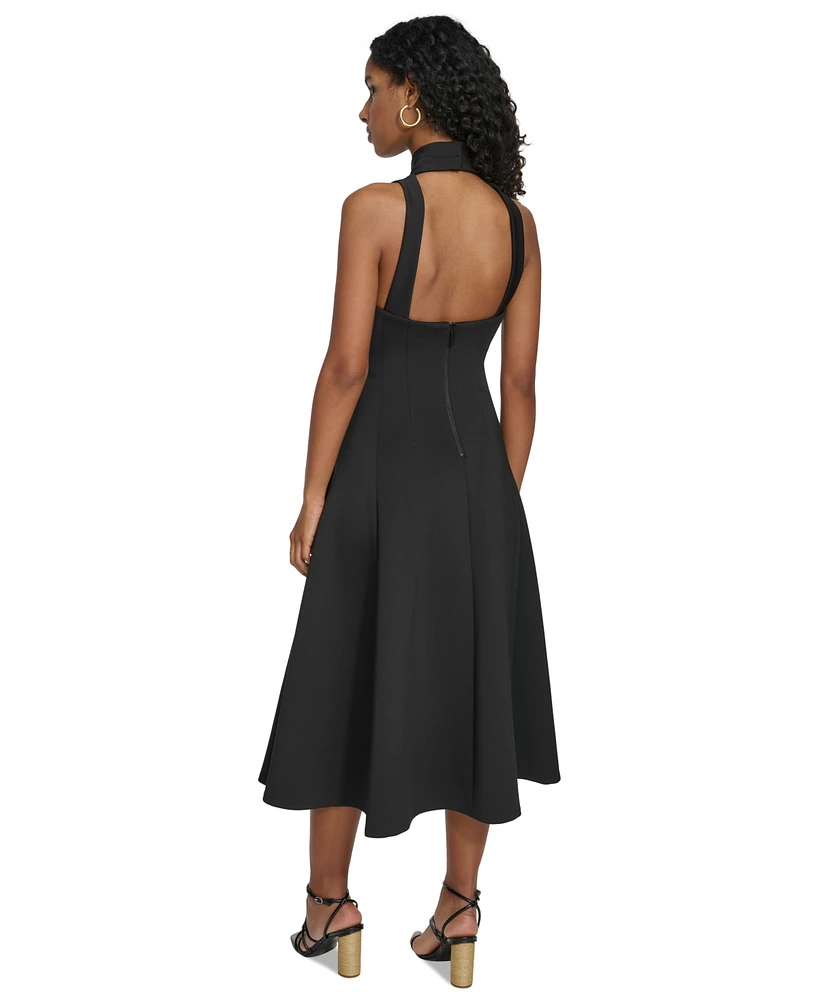 Calvin Klein Women's V-Neck Scuba-Crepe A-Line Dress