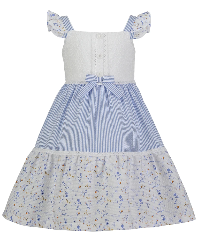 Blueberi Boulevard Little & Toddler Girls Seersucker Eyelet Tiered A-Line Dress