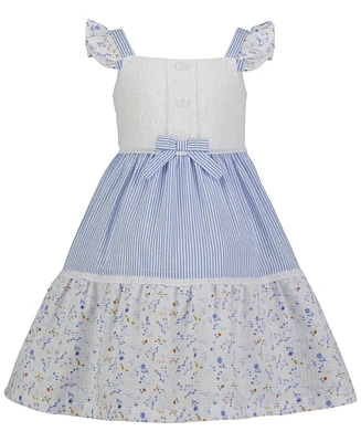Blueberi Boulevard Little & Toddler Girls Seersucker Eyelet Tiered A-Line Dress