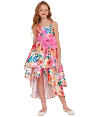 Bonnie Jean Big Girls Floral-Print Double-High-Low Dress