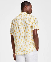 Club Room Men's Morocco Short Sleeve Palm Print Button-Front Linen Shirt, Created for Macy's