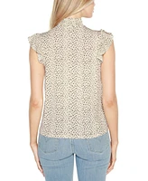 Belldini Women's Smocked Dot-Print Knit Top