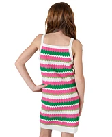 Rare Editions Big Girls Striped Crochet Dress