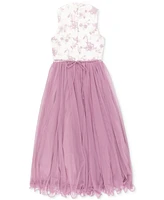 Speechless Big Girls Mock-Neck Tulle Maxi Dress