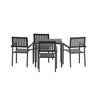 Tristan 5 Piece Indoor/Outdoor Dining Set With Table And Four Chairs With Poly Resin Slats