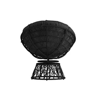 Papasan Style Woven Wicker Swivel Patio Chair With Removable All-Weather Cushion