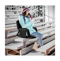 Mikki Extra Wide Portable Heated Reclining Stadium Chair W/Armrests, Padded Back & Heated Seat W/Dual Storage Pockets And Backpack Straps