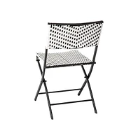 Emma+Oliver Ciel Three Piece Folding Bistro Set Pe Rattan With Metal Frames For Indoor And Outdoor Use