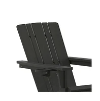 Ridley Hdpe Adirondack Chair With Cup Holder And Pull Out Ottoman, All-Weather Indoor/Outdoor Lounge
