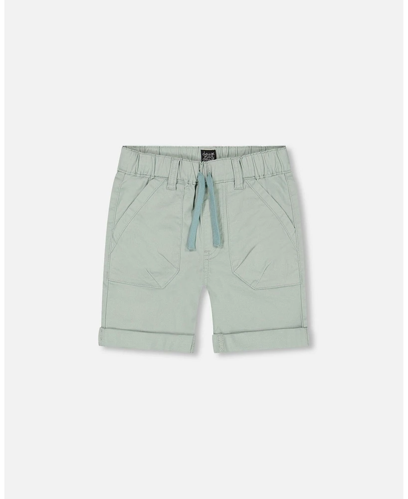 Deux par Deux Baby Boys Baby Stretch Twill Short Sage Green