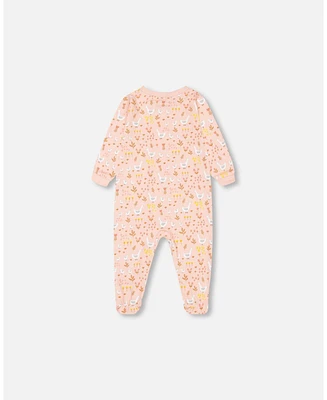 Deux par Deux Baby Girls Baby Organic Cotton One Piece Pajama Pink Printed Goose