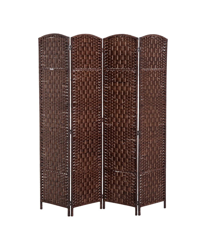 Homcom Panel Resin Wicker Folding Room Divider Privacy Screen Home Office Decor