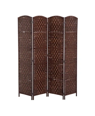 Homcom Panel Resin Wicker Folding Room Divider Privacy Screen Home Office Decor