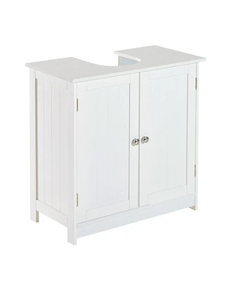 Homcom Wooden Under Sink Bathroom Storage Cabinet 3 Shelves Vanity Unit - White