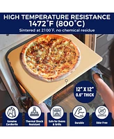 Chefspot Pizza Stone for Grill and Oven - 12" x 12" Cordierite Pizza Baking Stone