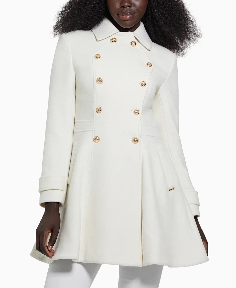 Guess Women's Collared Double-Breasted Peplum Coat