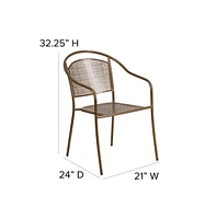 Emma+Oliver Commercial Grade 5 Pack Indoor-Outdoor Steel Patio Arm Chair With Round Back