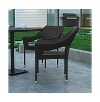 Embry All-Weather Indoor/Outdoor Stacking Patio Dining Chair With Steel Frame And Weather Resistant Pe Rattan