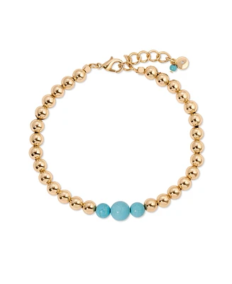 Ettika Turquoise and 18k Gold Plated Beaded Anklet