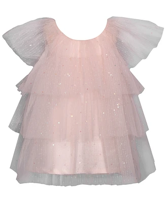 Bonnie Baby Girls Three Tiered Spangled Tulle Dress