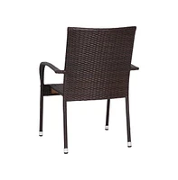 Sala Stacking All-Weather Wicker Wrapped Powder Coated Steel Patio Club Chairs For Indoor And Outdoor Use