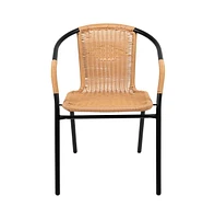 Pack Rattan Indoor-Outdoor Restaurant Stack Chair With Curved Back