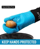 Zulay Kitchen Non Slip Grip Oven Mitts Heat Resistant - Long Protective Gloves