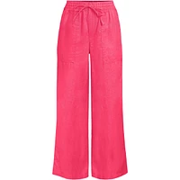 Lands' End Plus High Rise Drawstring Linen Wide Leg Crop Pants