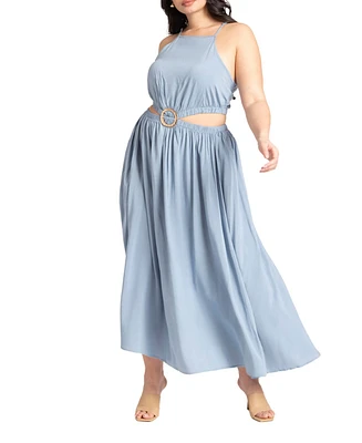 Eloquii Plus Size Ring Waist Detail Cover-Up Midi Dress