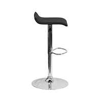 Solid Wave Seat Vinyl Adjustable Height Barstool With Chrome Base