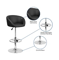 Valencia Bucket Seat Bar And Dining Stool Modern Stool With 360 Swivel, Adjustable Height And Metal Footrest