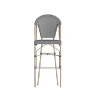 Mael Set Of Two Stacking Bistro Style Bar Stools With Textilene Backs And Seats Metal Frames For Indoor/Outdoor Use