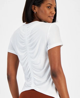 Id Ideology Women's Relaxed Scoop-Neck Back-Ruched Short-Sleeve T-Shirt, Created for Macy's