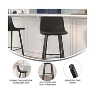 Oretha Set Of 2 Modern Upholstered Stools With Contoured