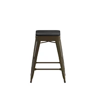 Cory Set Of Four Backless Metal Stools With All-Weather Poly Resin Seats For Indoor Use Only